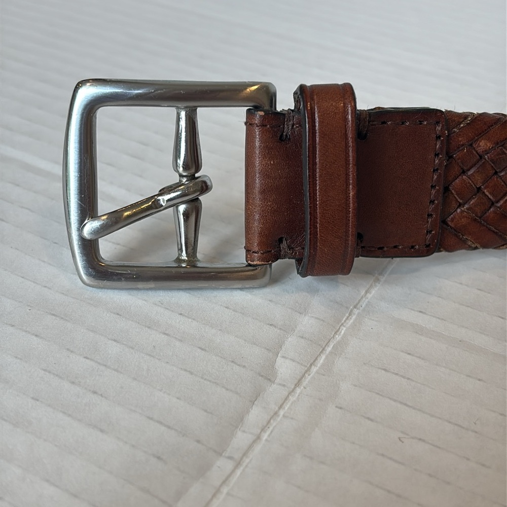 Coach Men's Brown Leather Braided Belt w/Silver Buckle Size 40 - Picture 5 of 6